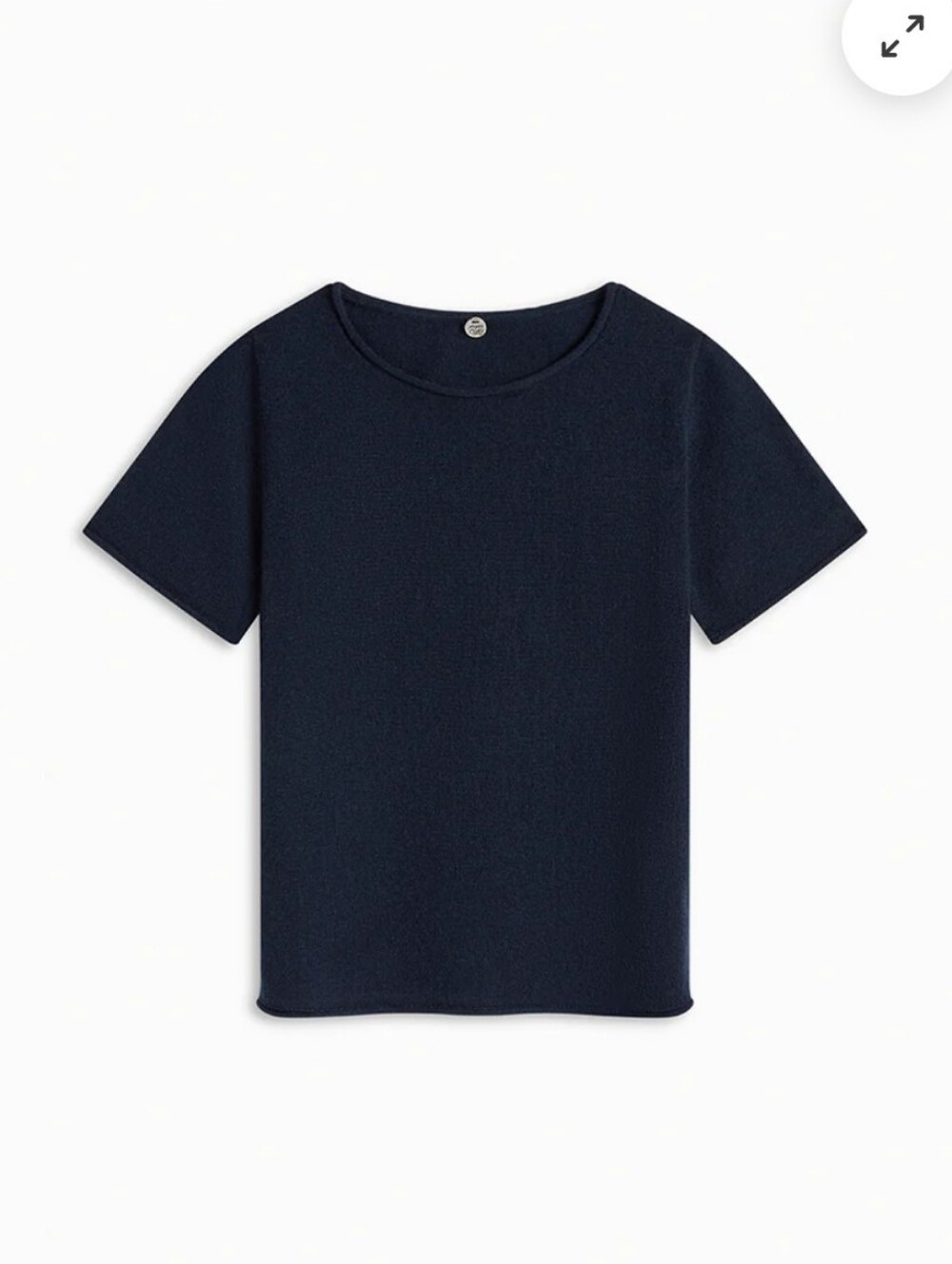 Margaret O'Leary Navy Short-Sleeve Ribbed Tee Shirt 100% Pima Cotton